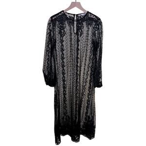 ZARA sheer balck embroidered boho whimsygoth dress M witchcore